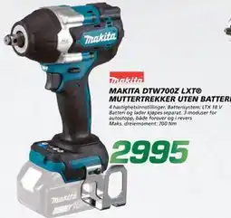 Coop Byggmix MAKITA DTW700Z LXT MUTTERTREKKER UTEN BATTERI tilbud