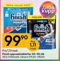 Gigaboks Finish oppvasktabletter 50–90 stk tilbud