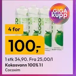 Gigaboks Kokosvann 100% 1 l tilbud