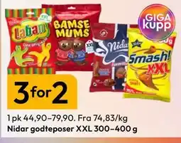 Gigaboks Nidar godteposer XXL 300–400 g tilbud