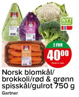 Spar Norsk blomkål/ brokkoli/rød & grønn spisskål/gulrot 750 g tilbud