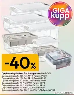 Gigaboks Oppbevaringsbokser fra Storage Solution 5-30 l tilbud