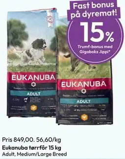 Gigaboks Eukanuba tørrfôr 15 kg tilbud