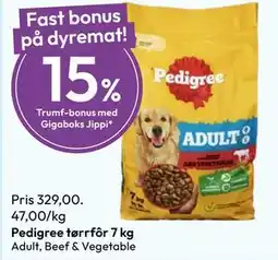 Gigaboks Pedigree tørrfôr 7 kg tilbud