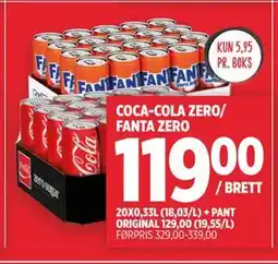 Meny COCA-COLA ZERO/ FANTA ZERO tilbud