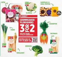 Meny Velg fritt blant utvalgte grønnsaker tilbud