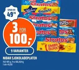Coop Obs NIDAR SJOKOLADEPLATER tilbud