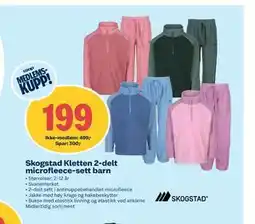 Coop Obs Skogstad Kletten 2-delt microfleece-sett barn tilbud