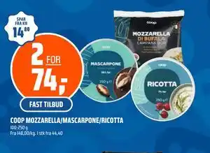Coop Obs COOP MOZZARELLA/MASCARPONE/RICOTTA tilbud