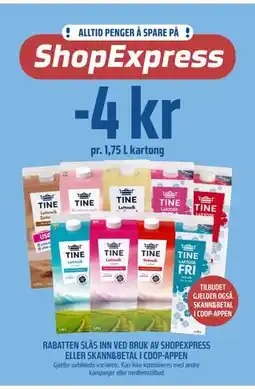 Coop Obs Tine Melk 1,75 L tilbud