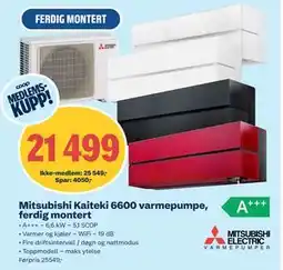 Coop Obs Mitsubishi Kaiteki 6600 varmepumpe, ferdig montert tilbud