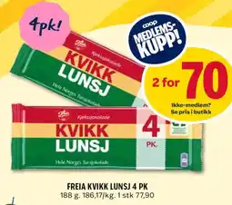 Coop Prix Freia Kvikklunsj tilbud