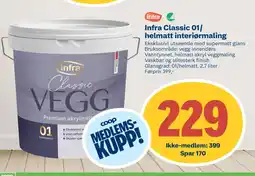 Coop Byggmix Infra Classic 01/ hel matt interiør maling tilbud
