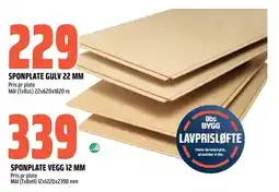 Obs Bygg Sponplate gulv 22 mm tilbud