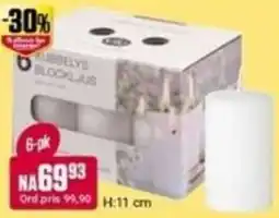 Europris Kubbelys Blockljus tilbud