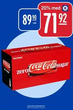 Rema 1000 COCA-COLA U/SUKKER 10PK tilbud