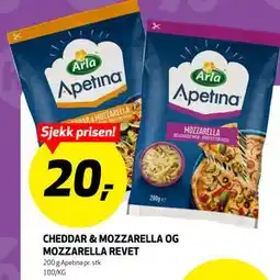 Bunnpris CHEDDAR & MOZZARELLA OG MOZZARELLA REVET tilbud