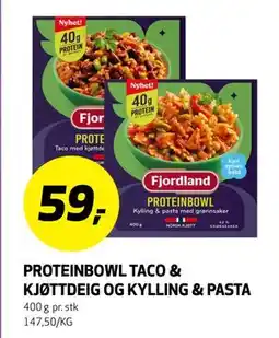 Bunnpris PROTEINBOWL TACO & KJØTTDEIG OG KYLLING & PASTA tilbud