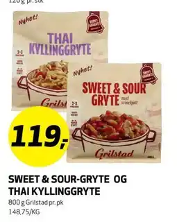 Bunnpris SWEET & SOUR-GRYTE OG THAI KYLLINGGRYTE tilbud