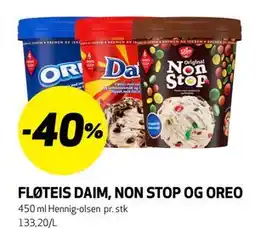 Bunnpris FLØTEIS DAIM, NON STOP OG OREO tilbud
