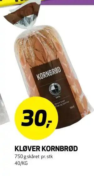 Bunnpris KLØVER KORNBRØD tilbud