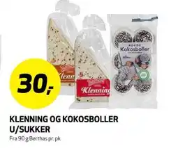 Bunnpris KLENNING OG KOKOSBOLLER U/SUKKER tilbud