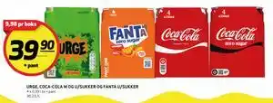 URGE, COCA-COLA M OG U/SUKKER OG FANTA U/SUKKER