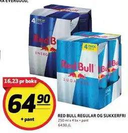 Bunnpris RED BULL REGULAR OG SUKKERFRI tilbud