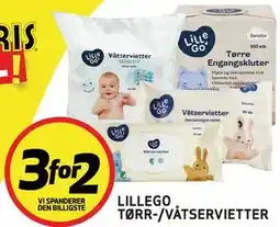 Bunnpris LILLEGO TØRR-/VÅTSERVIETTER tilbud