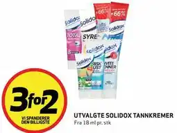 Bunnpris UTVALGTE SOLIDOX TANNKREMER tilbud