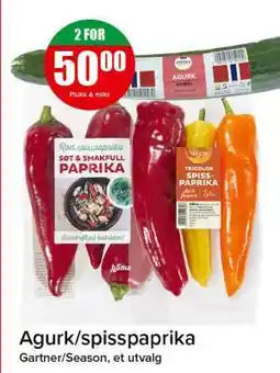 Spar Agurk/spisspaprika tilbud