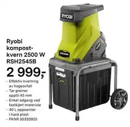 Felleskjøpet Ryobi kompostkvern 2500 W RSH2545B tilbud