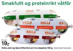Felleskjøpet Halla Jakt og Sport/Storfe/Lam hundepølse 160 g tilbud