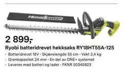 Felleskjøpet Ryobi batteridrevet hekksaks RY18HT55A-125 tilbud