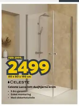Megaflis Celeste Lucca rett dusjhjørne krom tilbud