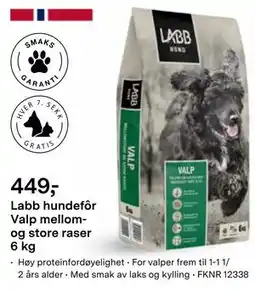 Felleskjøpet Labb hundefôr Valp mellom- og store raser 6 kg tilbud