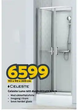 Megaflis Celeste Luna rett dusjkabinett krom tilbud