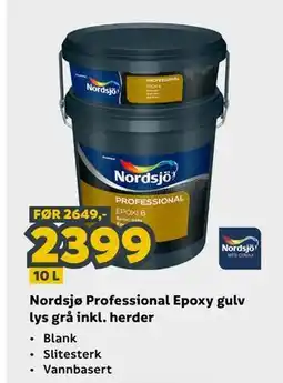 Megaflis Nordsjø Professional Epoxy gulv lys grå inkl. herder tilbud