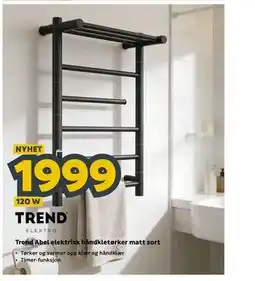 Megaflis Trend Abel elektrisk håndkletørker matt sort tilbud