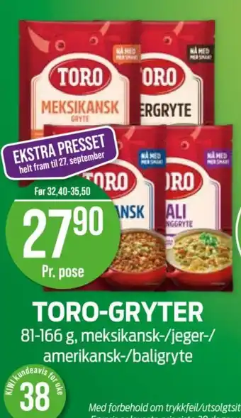 Kiwi Toro-gryter tilbud