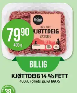 Kiwi Folkets kjøttdeig 14 % fett tilbud