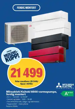Coop Obs Mitsubishi Kaiteki 6600 varmepumpe tilbud