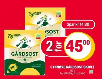 Coop Extra Synnøve gårdsost skivet tilbud