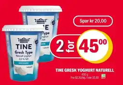 Coop Extra Tine gresk yoghurt naturell tilbud