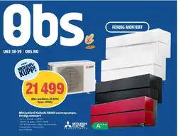 Coop Obs Mitsubishi Kaiteki 6600 varmepumpe tilbud