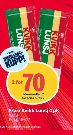 Coop Extra Freia Kvikk Lunsj tilbud