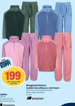 Coop Extra Skogstad Kletten todelt microfleece-sett barn tilbud