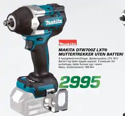 Coop Byggmix Makita dtw700z lxt muttertrekker uten batteri tilbud