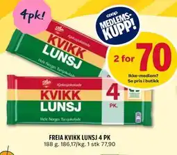 Coop Prix FREIA KVIKK LUNSJ 4 PK, Medlemspris tilbud