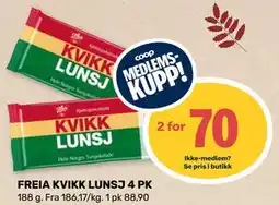 Coop Marked FREIA KVIKK LUNSJ 4 PK, Medlemspris tilbud